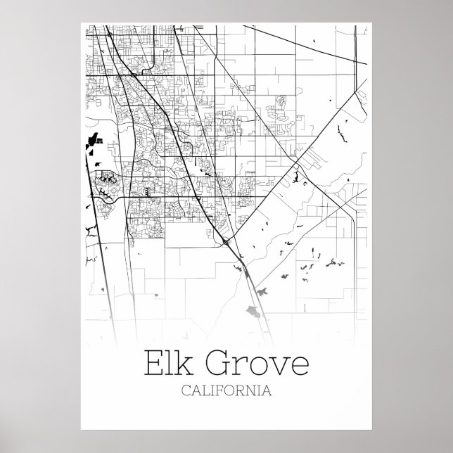 Póster Elk Grove Map - California - City Map Poster (Frente)