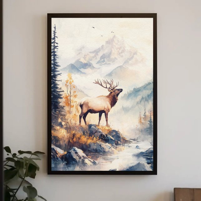 Póster Elk in Mountain Forest Scenera Estética de la Natu (Subido por el creador)