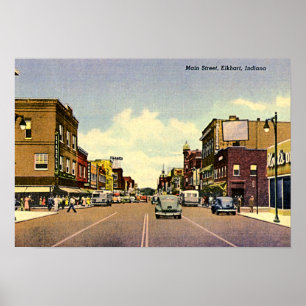 Póster Elkhart, calle principal de Indiana