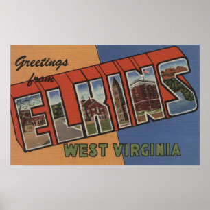 Póster Elkins, Virginia Occidental - Escenas de letras gr