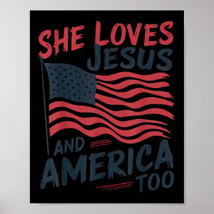 Póster Ella Ama a Jesús y a América Demasiado Cristiano R