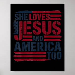 Póster Ella Ama a Jesús Y a América Demasiado Cristiano R