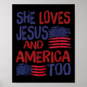 Póster Ella Ama a Jesús Y a América También Bandera 4 De