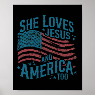 Póster Ella Ama A Jesús Y A Estados Unidos También Bander