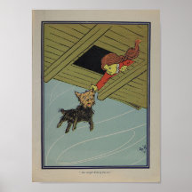 Ella atrapó a Toto por la oreja.