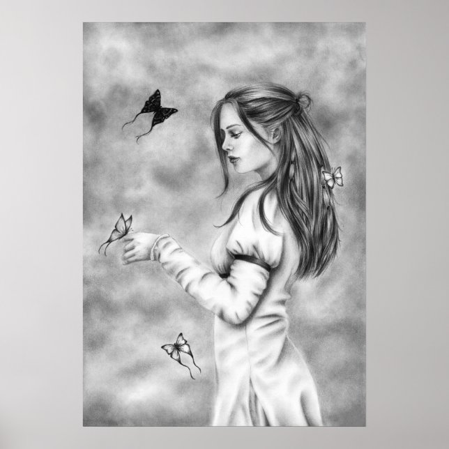 Póster Ella con el Poster de las mariposas (Frente)