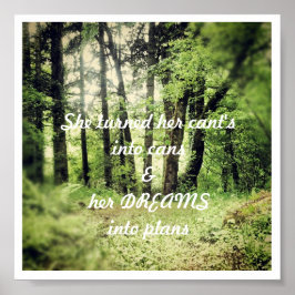 Póster Ella convirtió su percha en latas