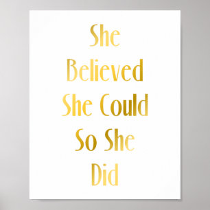 Póster Ella creyó que ella podría poster de motivación de