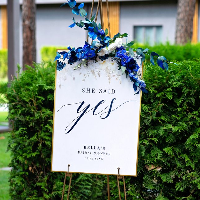 Póster Ella Dijo Que Sí Ducha De Novias Floral Azul (Subido por el creador)