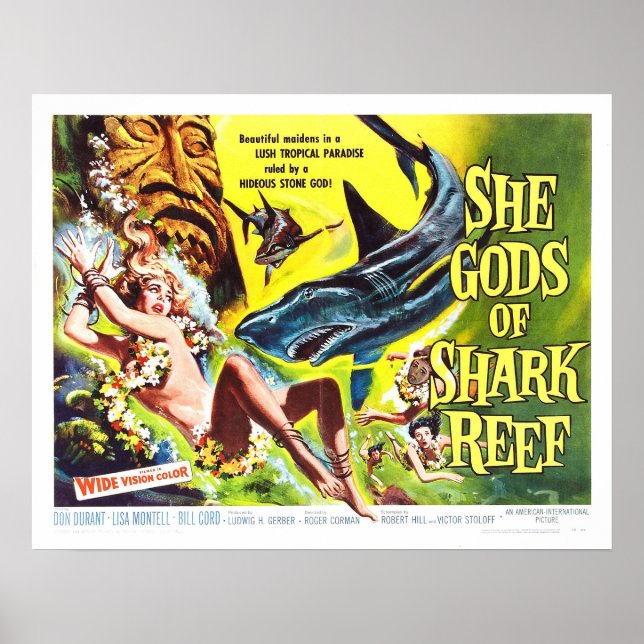 Póster Ella dioses de la poster de cine vintage de Shark  (Frente)