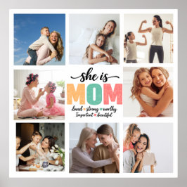 Póster Ella es cartel de collage de fotos de mamá