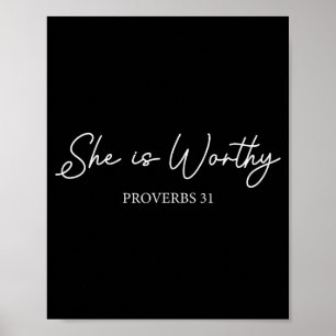 Póster Ella Es Digna Proverbios 31 Cita de Fe Cristiana