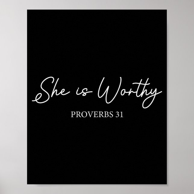 Póster Ella Es Digna Proverbios 31 Cita de Fe Cristiana  (Frente)