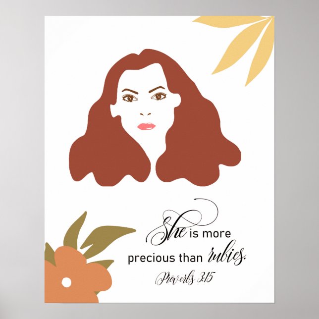 Póster Ella Es Más Preciosa Que Rubíes, Verso De Biblia (Frente)