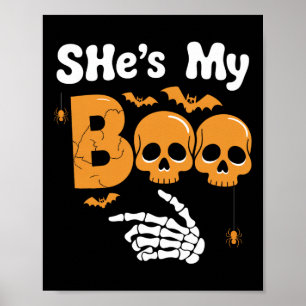 Póster Ella es mi Boo Skeleton Parejas coincidiendo con e