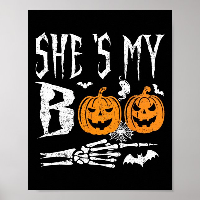 Póster Ella es mi partido de Halloween con calabaza de pi (Frente)