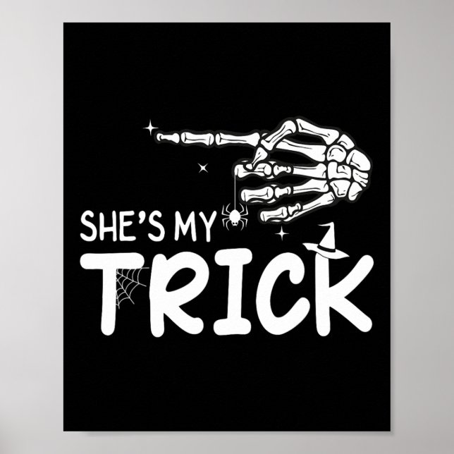 Póster Ella es mi trick Couples Skeleton Halloween (Frente)