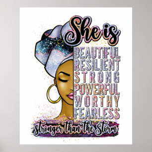 Póster Ella Es Una Hermosa Y Resistente Mujer Negra Melan