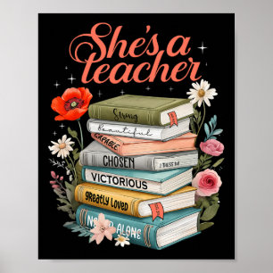 Póster Ella Es Una Maestra Libros Vida De Maestra Floral