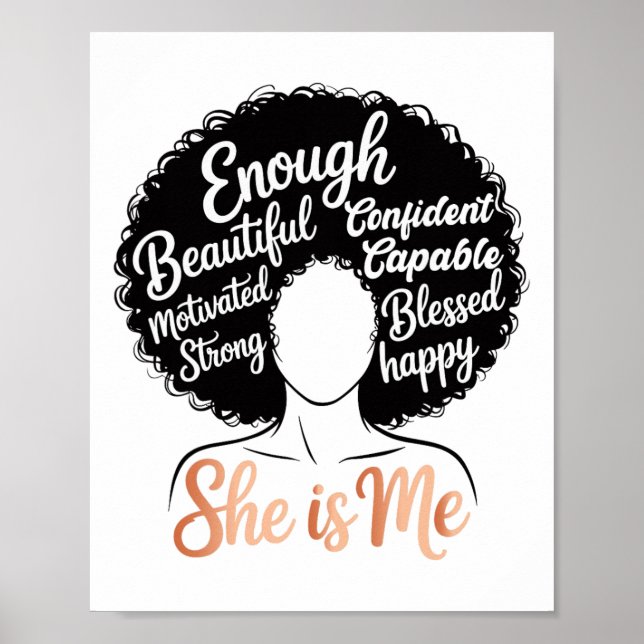 Póster Ella Es Yo Empoderamiento De Mujeres Negras Afroam (Frente)