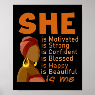 Póster Ella Es Yo Fuerte Educada Mes de la Historia Negra