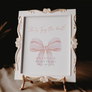Póster Ella está atando la ducha de novias Rubor Bow Knot