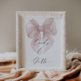 Póster Ella está atando las tarjetas de ducha de novia y