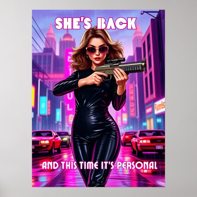 Póster Ella está de vuelta - Retro Femme Neon Pop Art Pos (Frente)