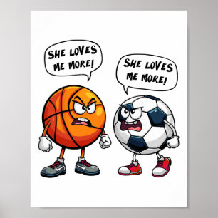 Póster Ella me ama más Bysketbyll Fútbol para mujeres