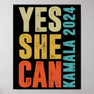 Póster Ella Puede Kamala 2024 Colores Retro
