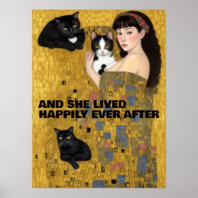 PÓSTER ELLA VIVIÓ FELIZ NUNCA DESPUÉS DEL POSTER DE GATOS (Frente)