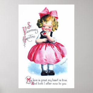 Póster Ellen H. Clapsaddle: Chica con el corazón