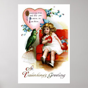 Póster Ellen H. Clapsaddle: Chica de San Valentín con lor