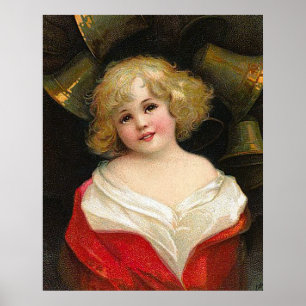 Póster Ellen H. Clapsaddle - chica del navidad con Belces