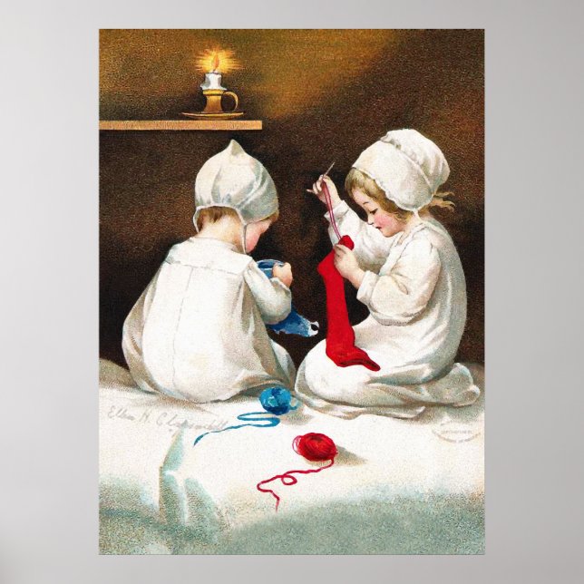 Póster Ellen H. Clapsaddle: Chicas comiendo acciones (Frente)