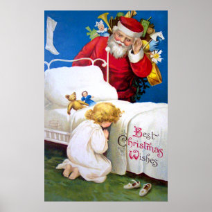 Póster Ellen H. Clapsaddle: Escuchando a Santa