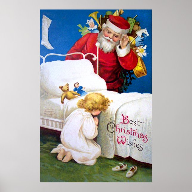 Póster Ellen H. Clapsaddle: Escuchando a Santa (Frente)
