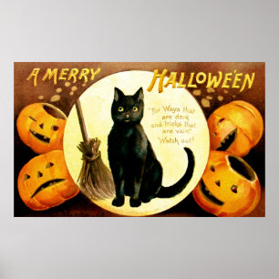 Póster Ellen H. Clapsaddle: Gato de Halloween