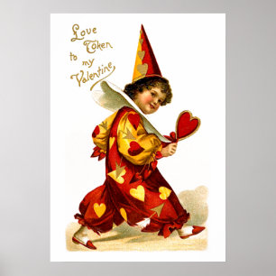 Póster Ellen H. Clapsaddle: Harlequin con corazón