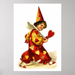 Póster Ellen H. Clapsaddle: Harlequin con el corazón