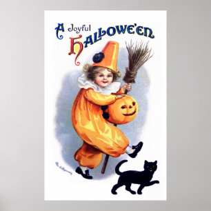 Póster Ellen H. Clapsaddle: Harlequin de Halloween con un