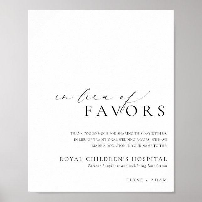 Póster Ellesmere Minimalist In Lieu Of Favors Sign (Frente)