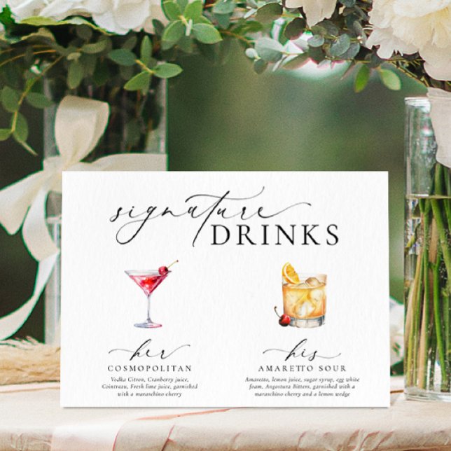 Póster Ellesmere Modern Minimal Signature Bebe Rótulo (Signature Drinks Sign Ellesmere White)