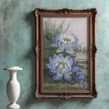 Ellis Rowan Blue Cloud Water Lily Vintage Flowers