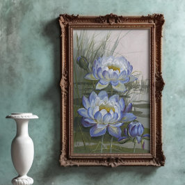 Póster Ellis Rowan Blue Cloud Water Lily Vintage Flowers