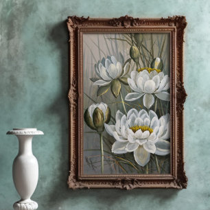 Póster Ellis Rowan White Water Lily Vintage Flowers
