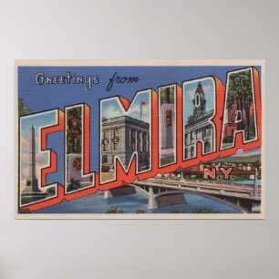 Póster Elmira, New York - Large Letter Scenes