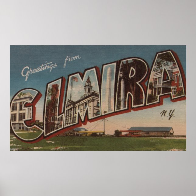 Póster Elmira, Nueva York - Escenas de letras grandes 2 (Frente)