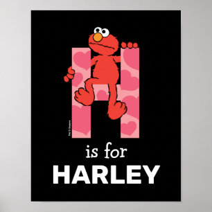 Póster Elmo Alfabeto H Corazones