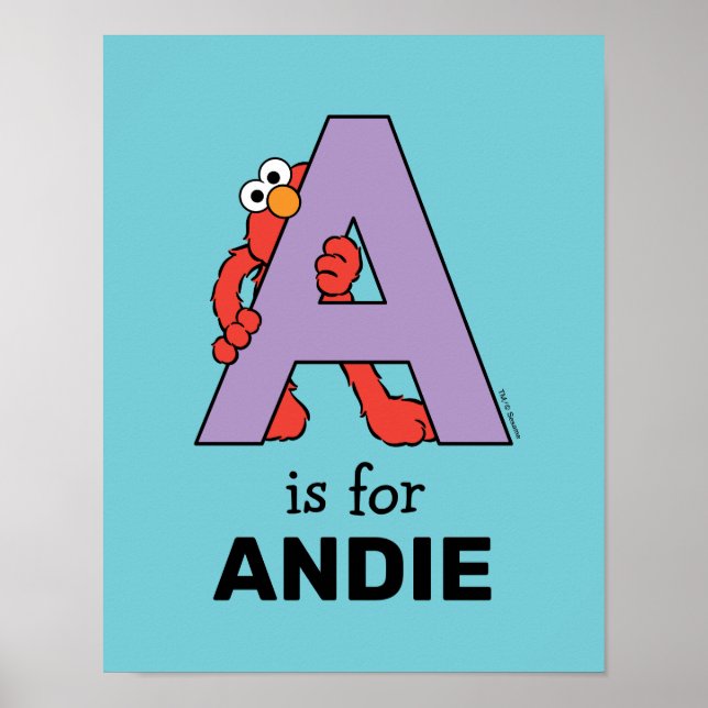 Póster Elmo Alphabet | A Púrpura (Frente)